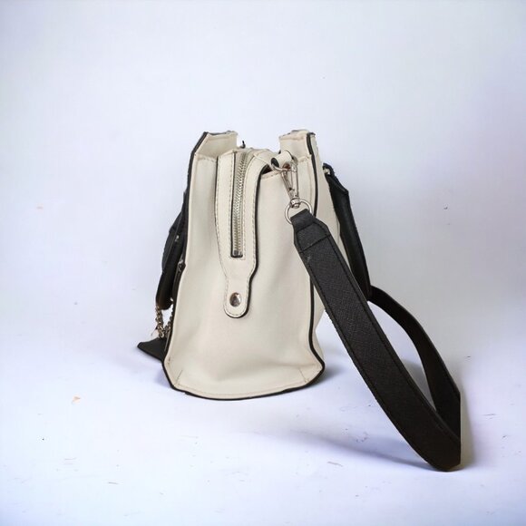 Guess 1981 White, Cream & Black Handbag / Shoulder Satchel / Purse With Adjustab - Picture 5 of 16